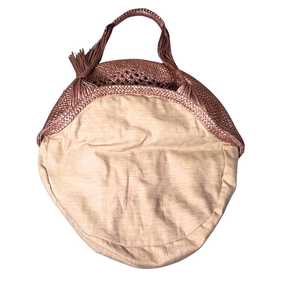 Helen Kaminski Real Leather Metallic Rose Gold Woven Shoulder Bag with Tassels - Picture 10 of 14